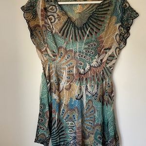 Sheer Boho Peacock Blouse
